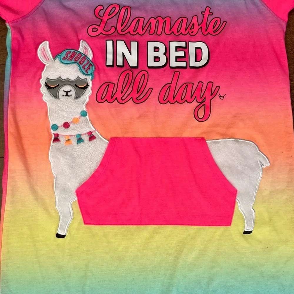 Justice girls llama nightgown pajamas Sz 14/16 llamaste in bed all day